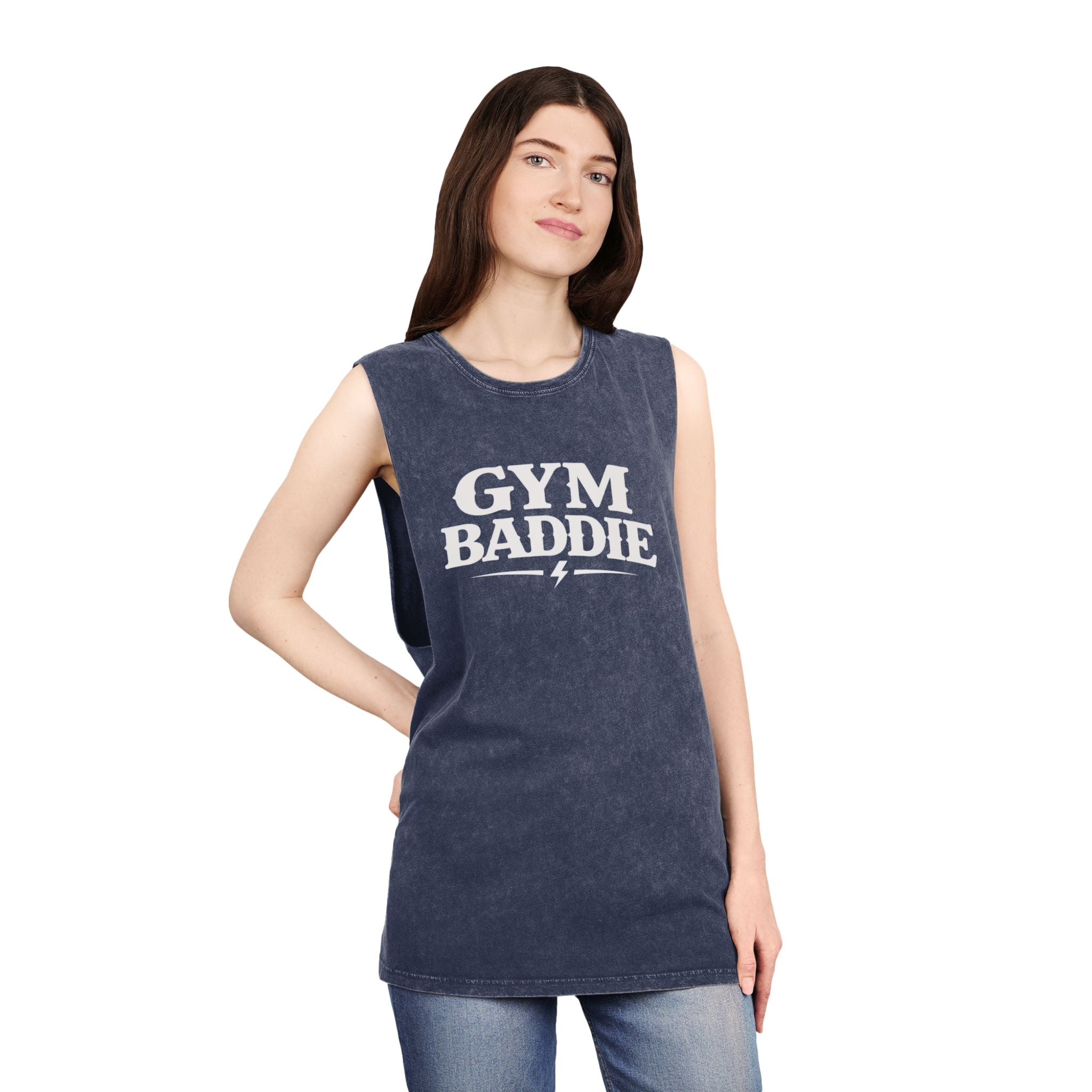 Gym Baddie Stonewash Tank Top — Vintage Workout Muscle Tank
