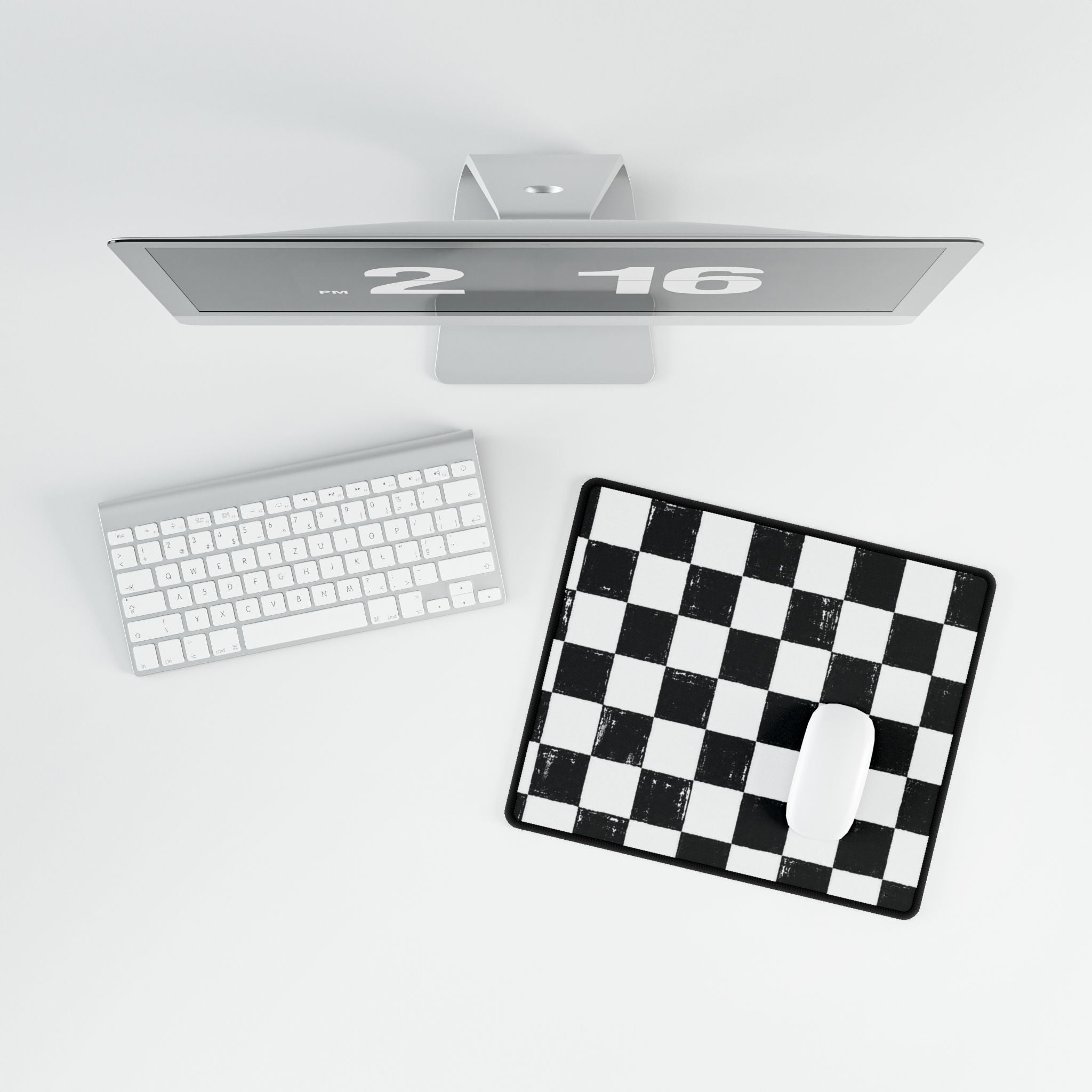 Checkerboard Desk Mat — Retro Black & White Gaming/Office Mouse Pad
