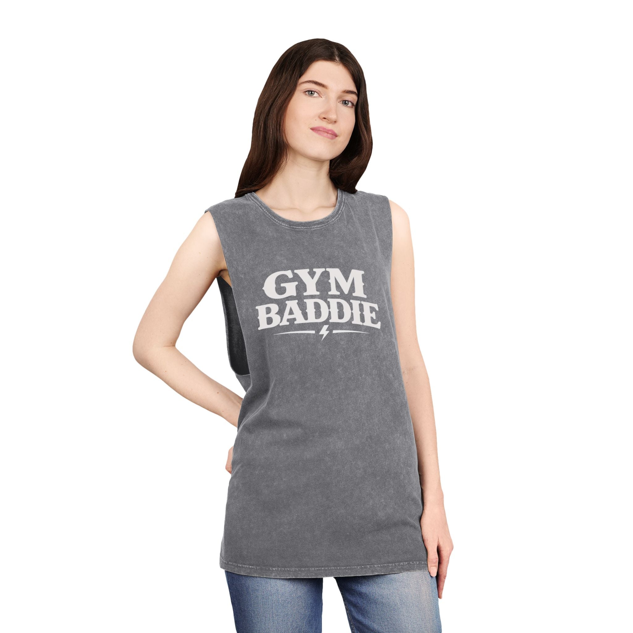 Gym Baddie Stonewash Tank Top — Vintage Workout Muscle Tank