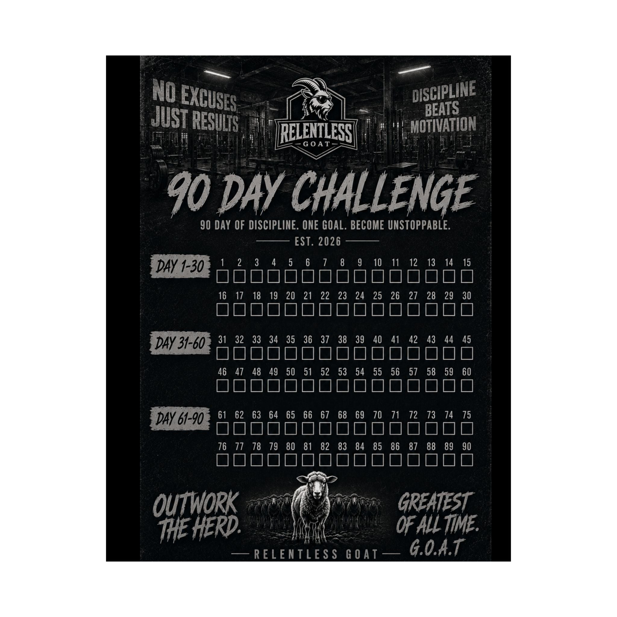 Relentless Goat Arza 90-Day Challenge Poster