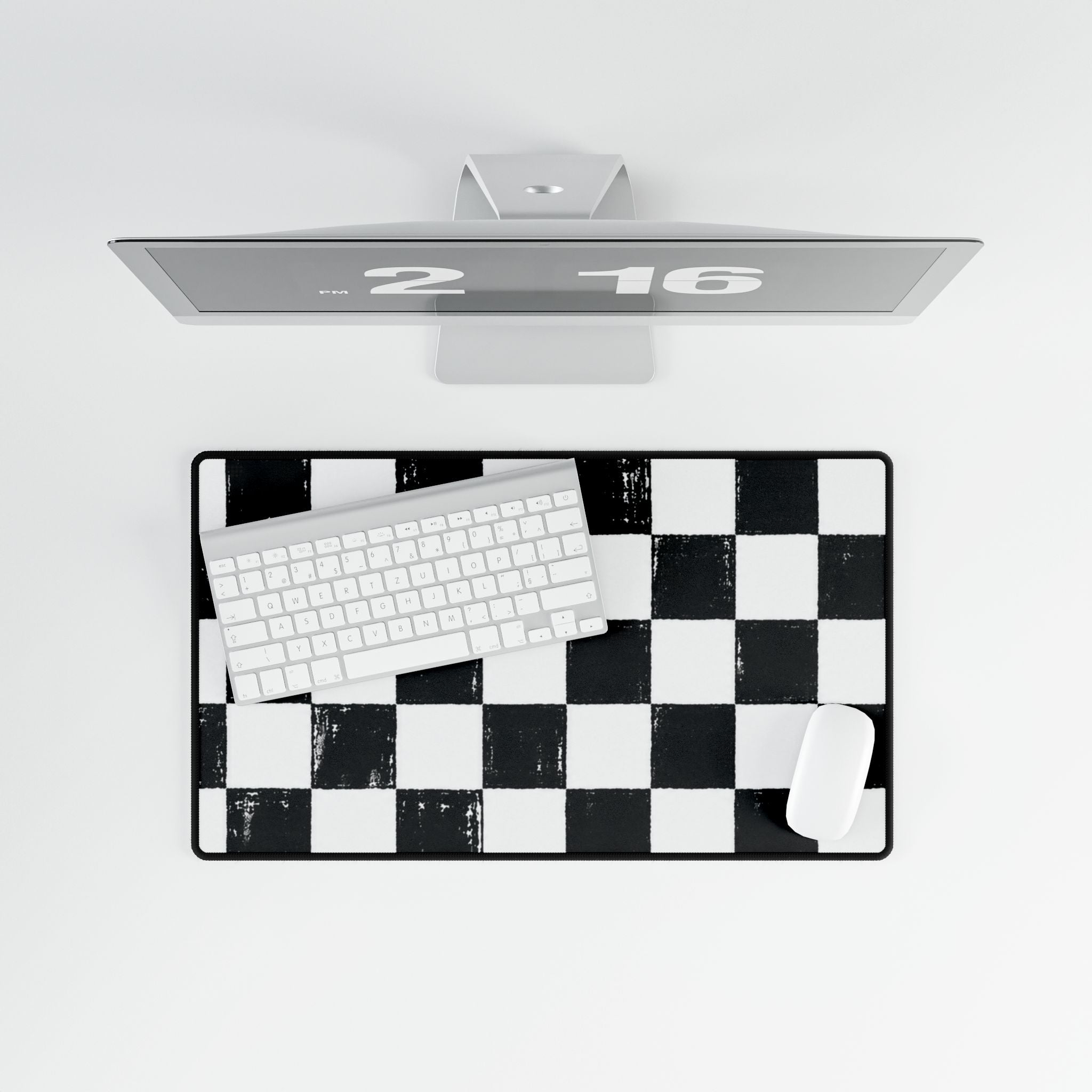 Checkerboard Desk Mat — Retro Black & White Gaming/Office Mouse Pad