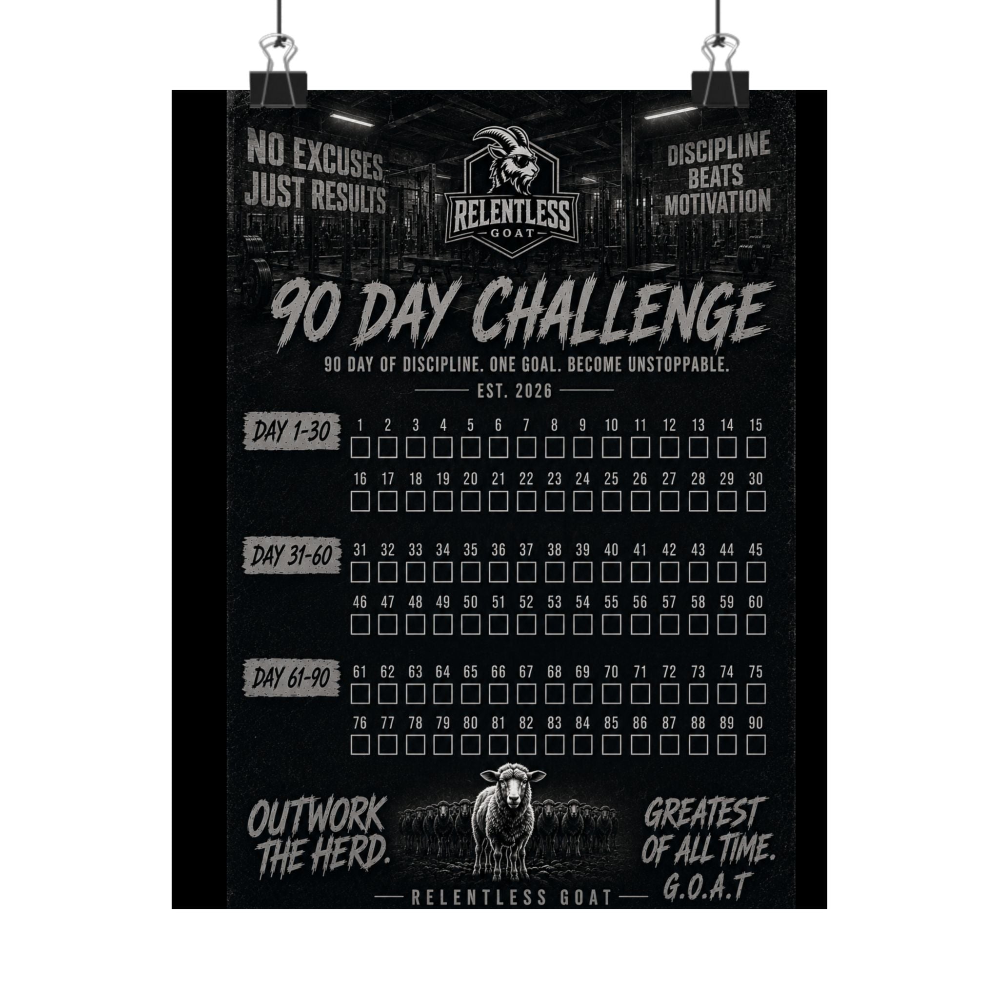Relentless Goat Arza 90-Day Challenge Poster