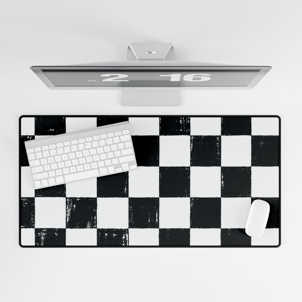 Checkerboard Desk Mat — Retro Black & White Gaming/Office Mouse Pad