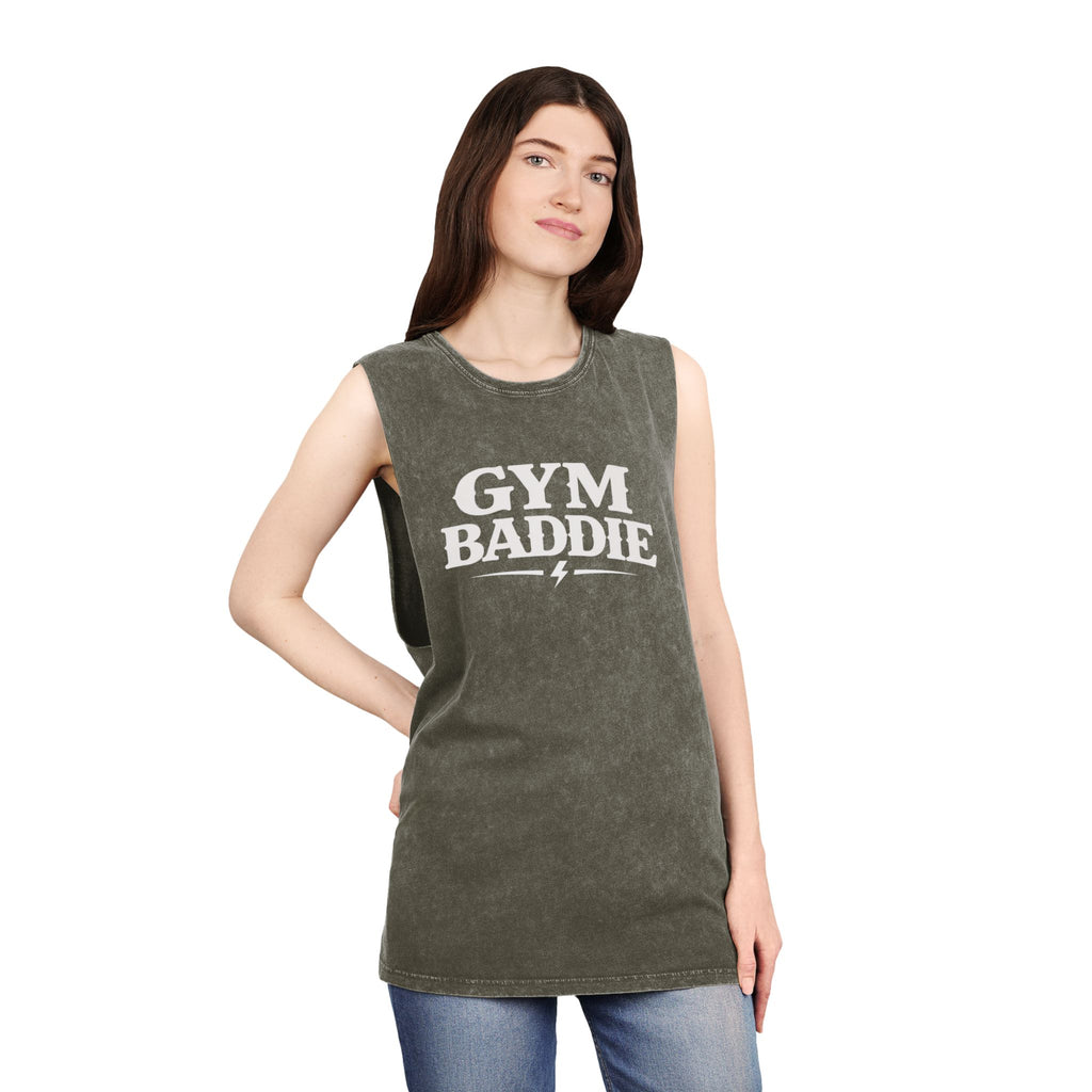 Gym Baddie Stonewash Tank Top — Vintage Workout Muscle Tank
