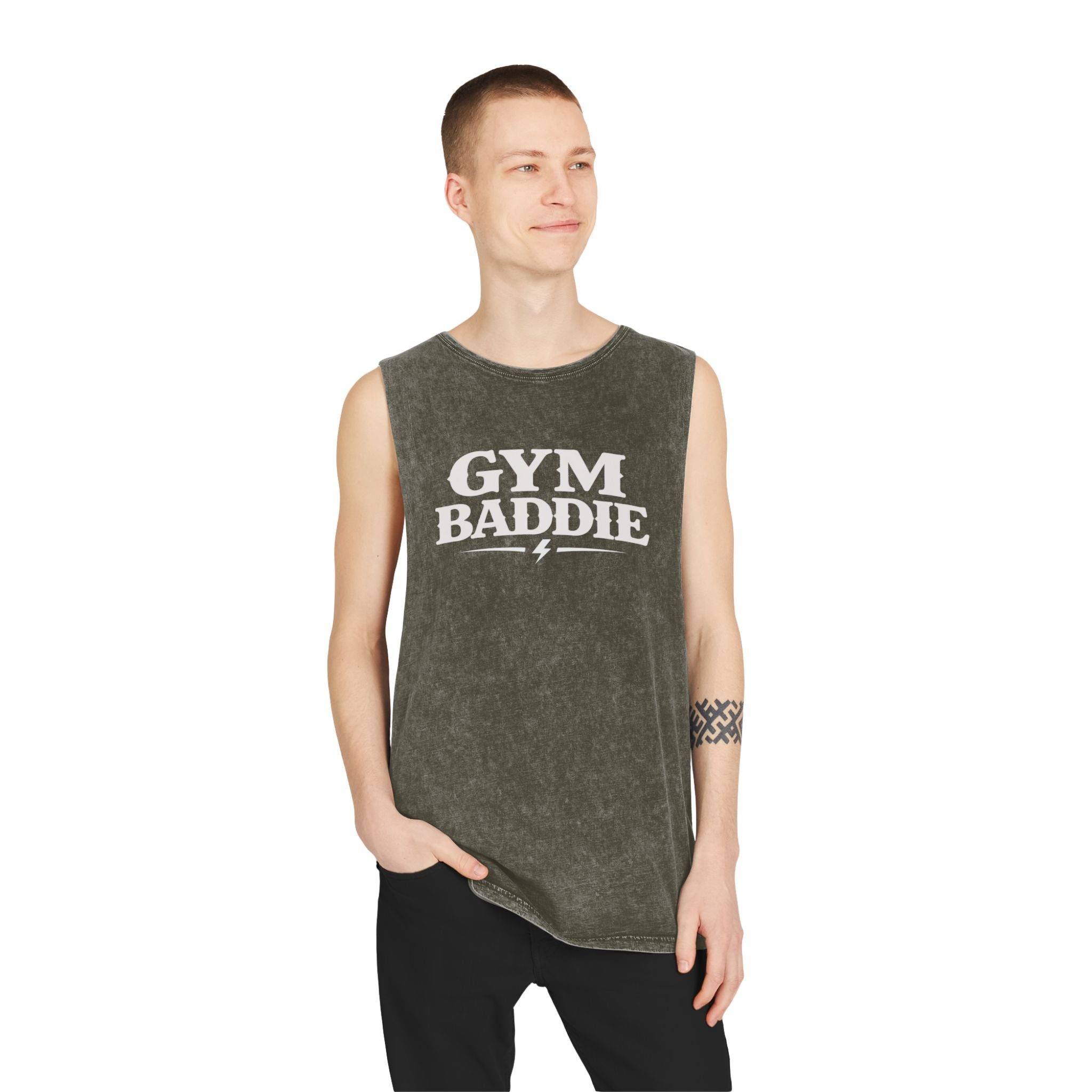 Gym Baddie Stonewash Tank Top — Vintage Workout Muscle Tank