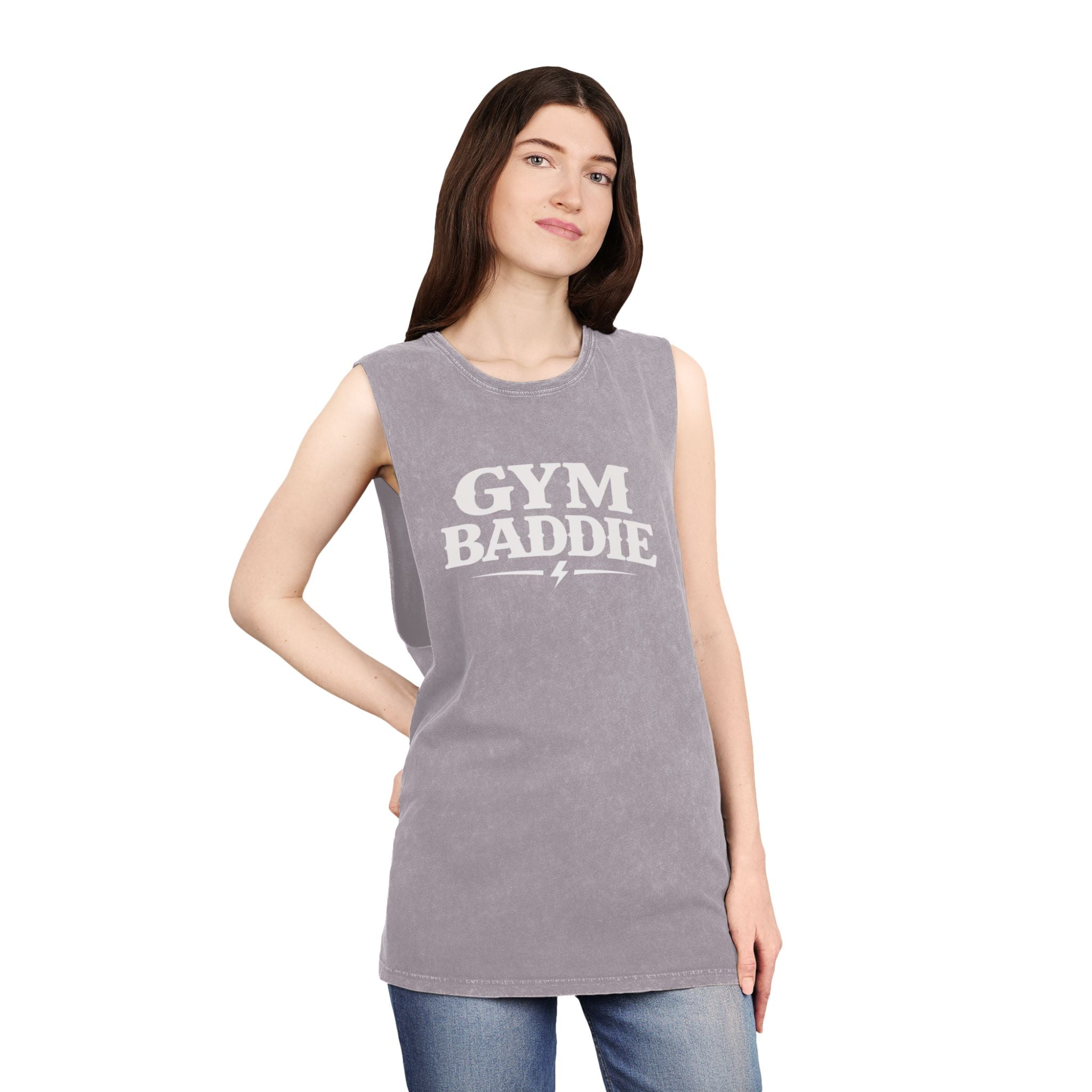 Gym Baddie Stonewash Tank Top — Vintage Workout Muscle Tank